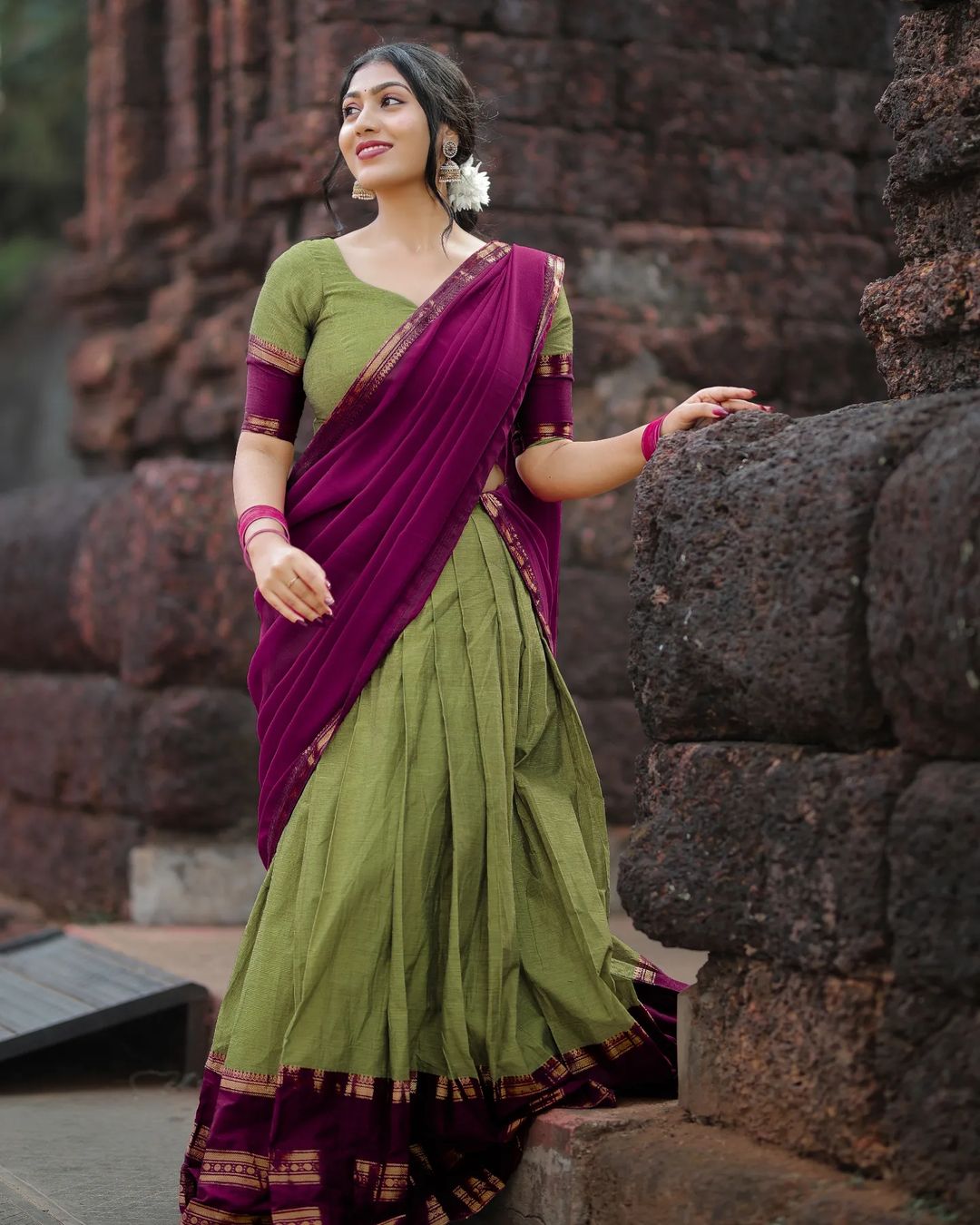 Kanjivaram Silk Zari Half Saree Lehenga With Blouse Along With Banarsi Silk Dupatta