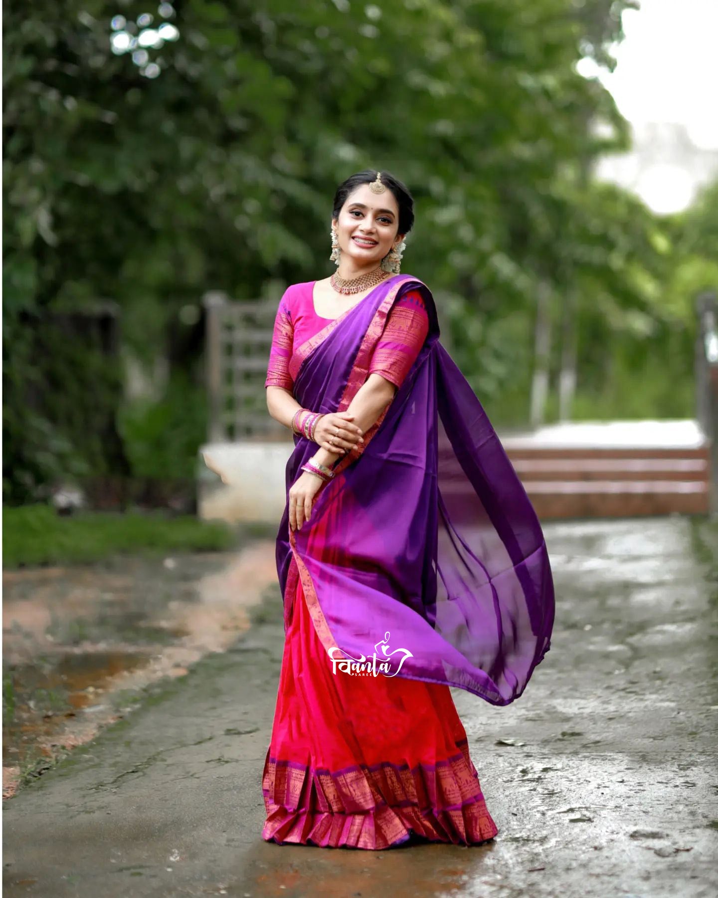 Kanjivaram Silk Zari Half Saree Lehenga With Blouse Along With Banarsi Silk Dupatta