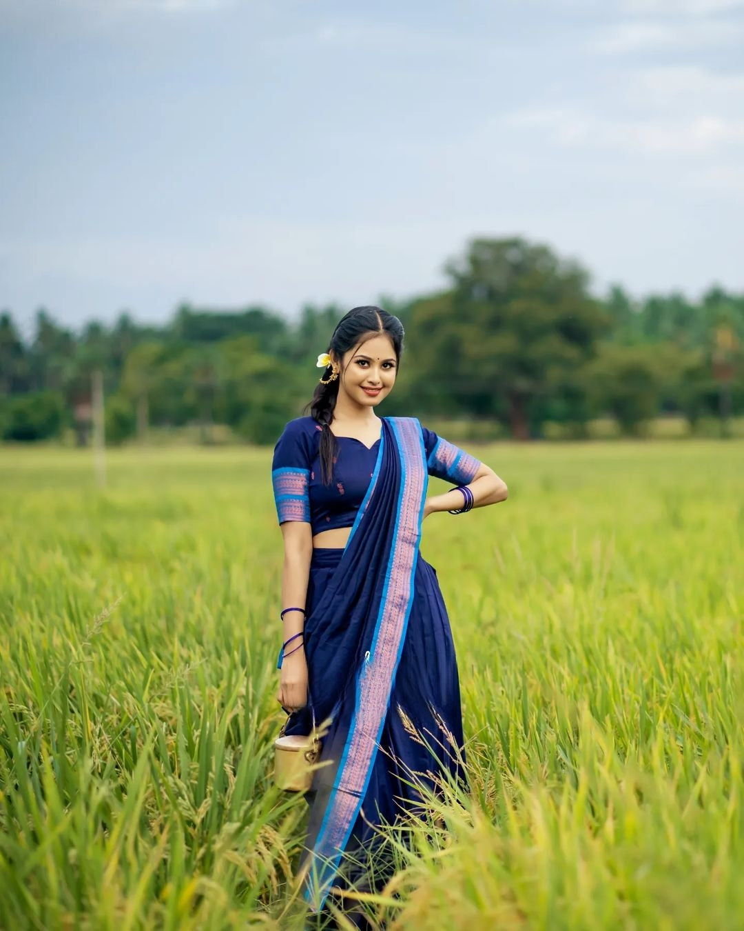 Kanjivaram Silk Zari Half Saree Lehenga With Blouse Along With Banarsi Silk Dupatta