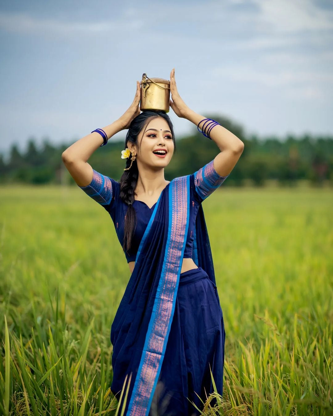 Kanjivaram Silk Zari Half Saree Lehenga With Blouse Along With Banarsi Silk Dupatta
