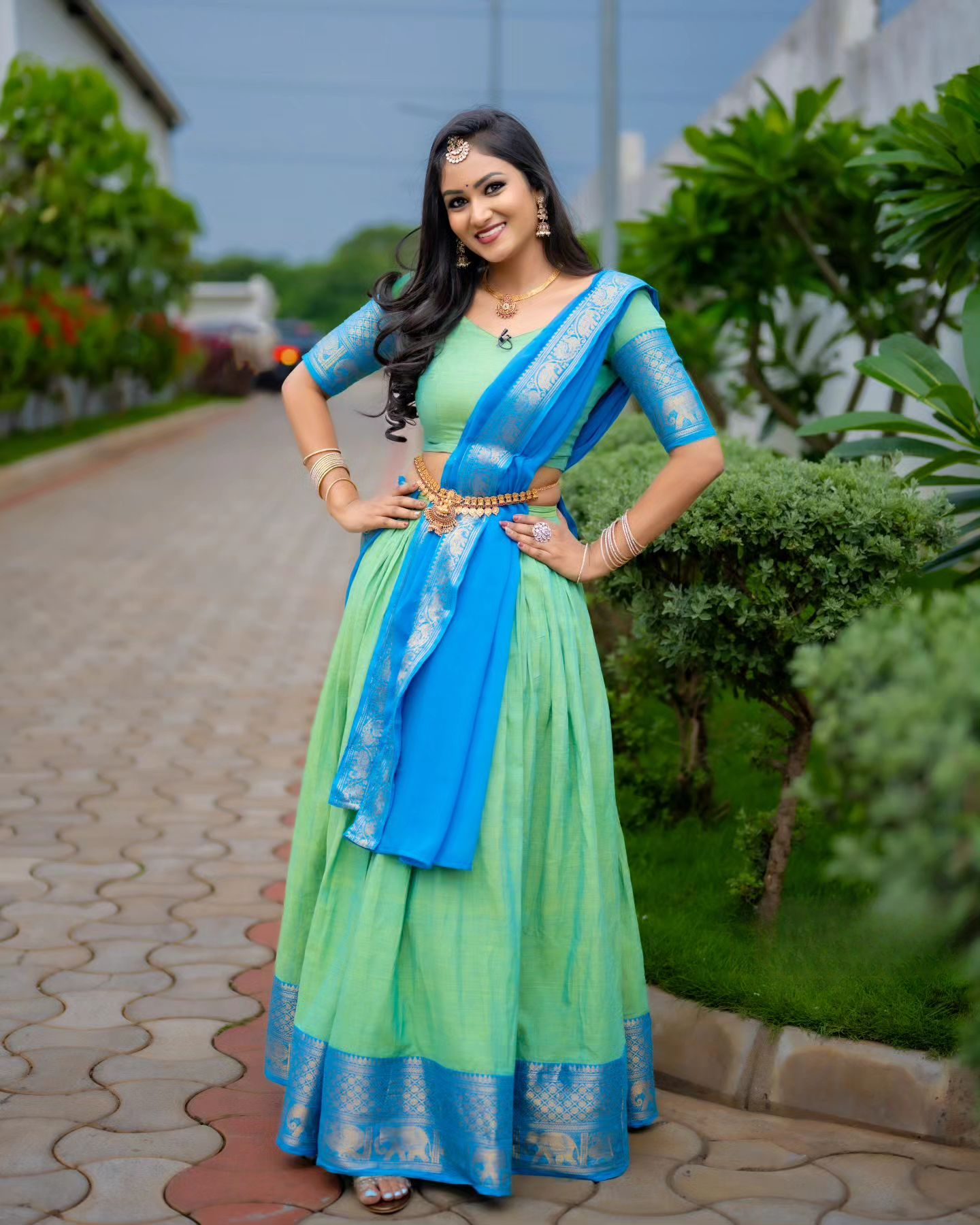 Kanjiveram Cotton Silk Half Saree