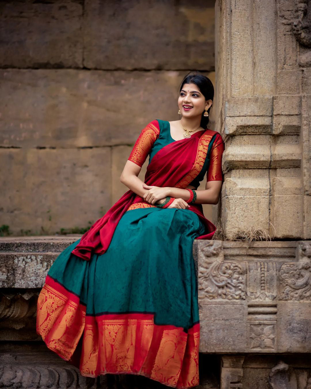 Kanjivaram Silk Zari Half Saree Lehenga With Blouse Along With Banarsi Silk Dupatta