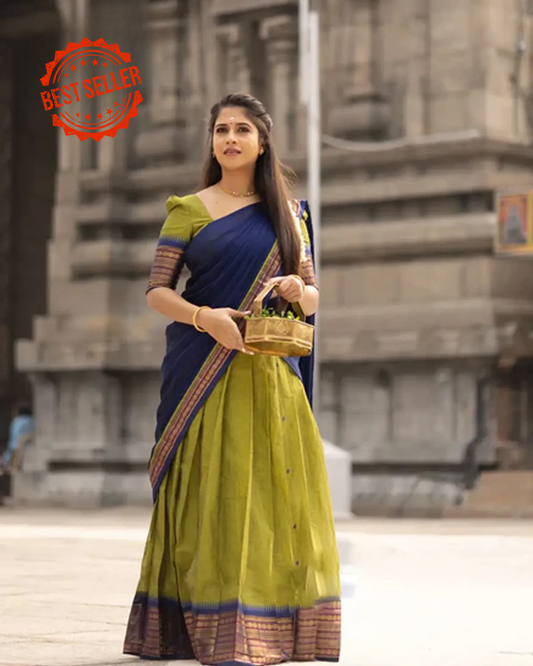 Kanjivaram Silk Zari Half Saree Lehenga With Blouse Along With Banarsi Silk Dupatta