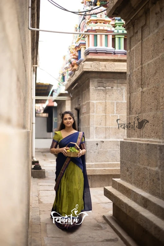 Kanjivaram Silk Zari Half Saree Lehenga With Blouse Along With Banarsi Silk Dupatta