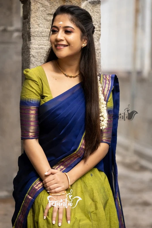 Kanjivaram Silk Zari Half Saree Lehenga With Blouse Along With Banarsi Silk Dupatta