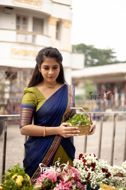Kanjivaram Silk Zari Half Saree Lehenga With Blouse Along With Banarsi Silk Dupatta