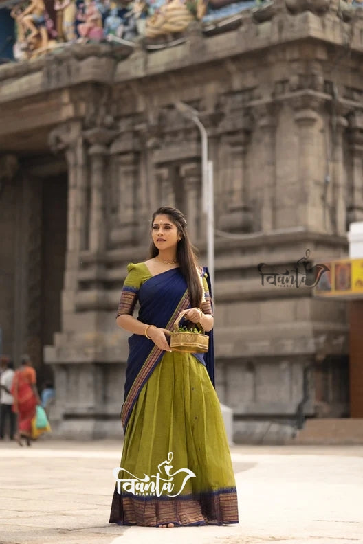 Kanjivaram Silk Zari Half Saree Lehenga With Blouse Along With Banarsi Silk Dupatta