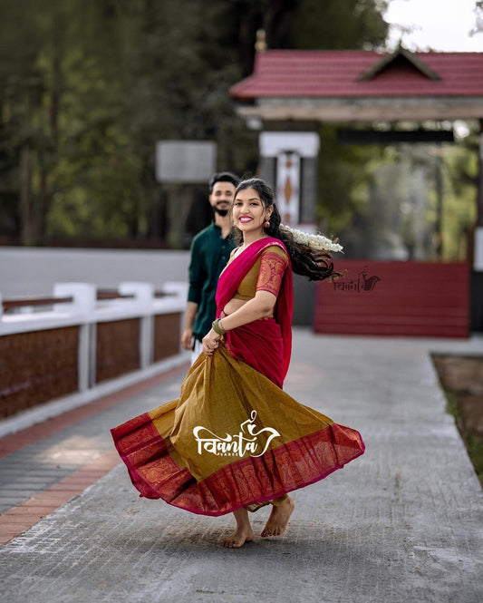 Padmaja Cotton Half Saree - GOLD