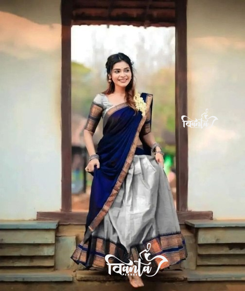 Kanjivaram Silk Zari Half Saree Lehenga With Blouse Along With Banarsi Silk Dupatta