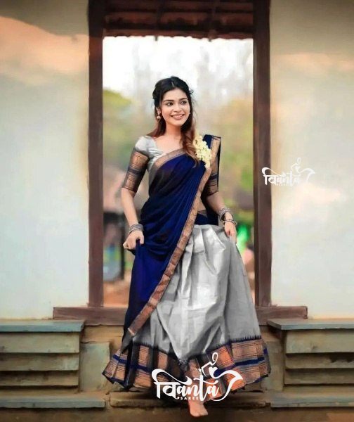 Kanjivaram Silk Zari Half Saree Lehenga With Blouse Along With Banarsi Silk Dupatta