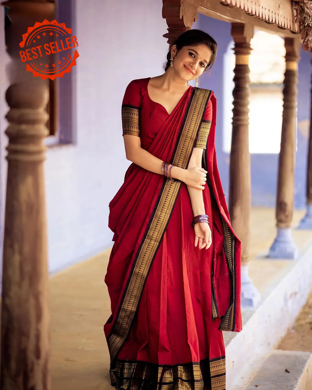Kanjivaram Silk Zari Half Saree Lehenga With Blouse Along With Banarsi Silk Dupatta