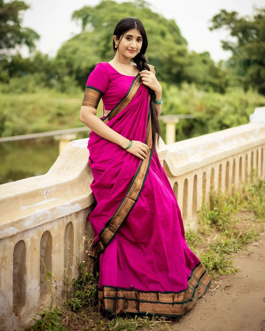 Kanjivaram Silk Zari Half Saree Lehenga With Blouse Along With Banarsi Silk Dupatta