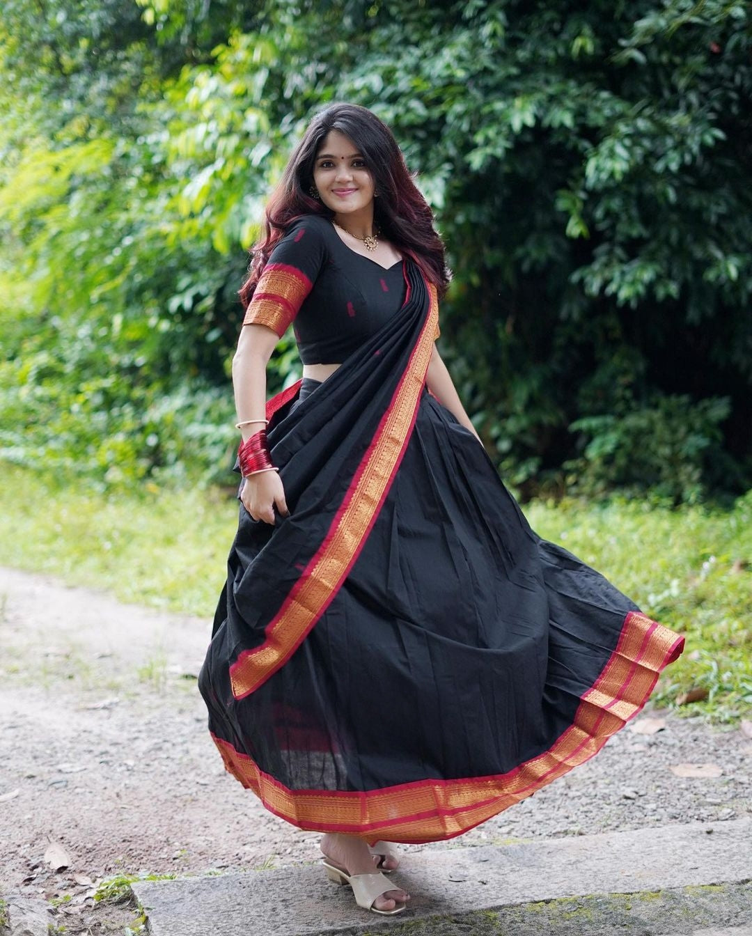 Kanjivaram Silk Zari Half Saree Lehenga With Blouse Along With Banarsi Silk Dupatta