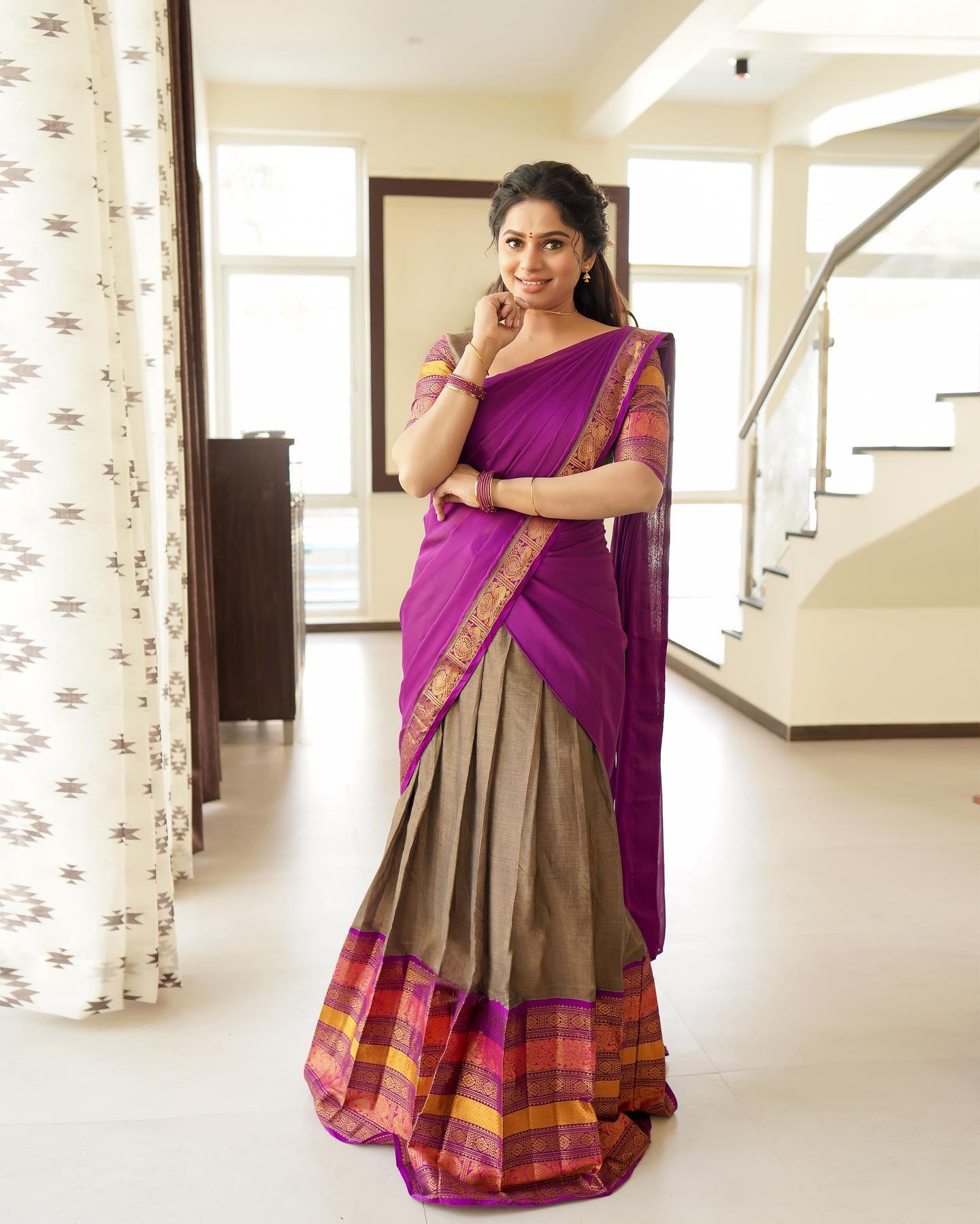 Kanjivaram Silk Zari Half Saree Lehenga With Blouse Along With Banarsi Silk Dupatta