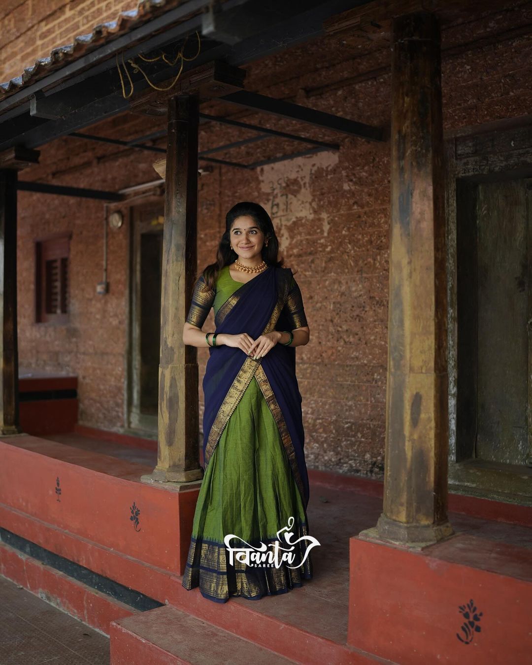 Kanjivaram Silk Zari Half Saree Lehenga With Blouse Along With Banarsi Silk Dupatta