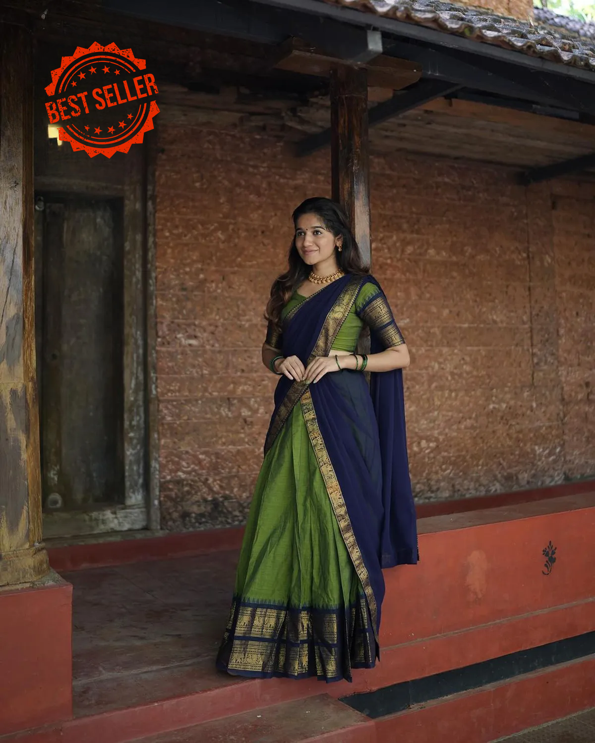 Kanjivaram Silk Zari Half Saree Lehenga With Blouse Along With Banarsi Silk Dupatta