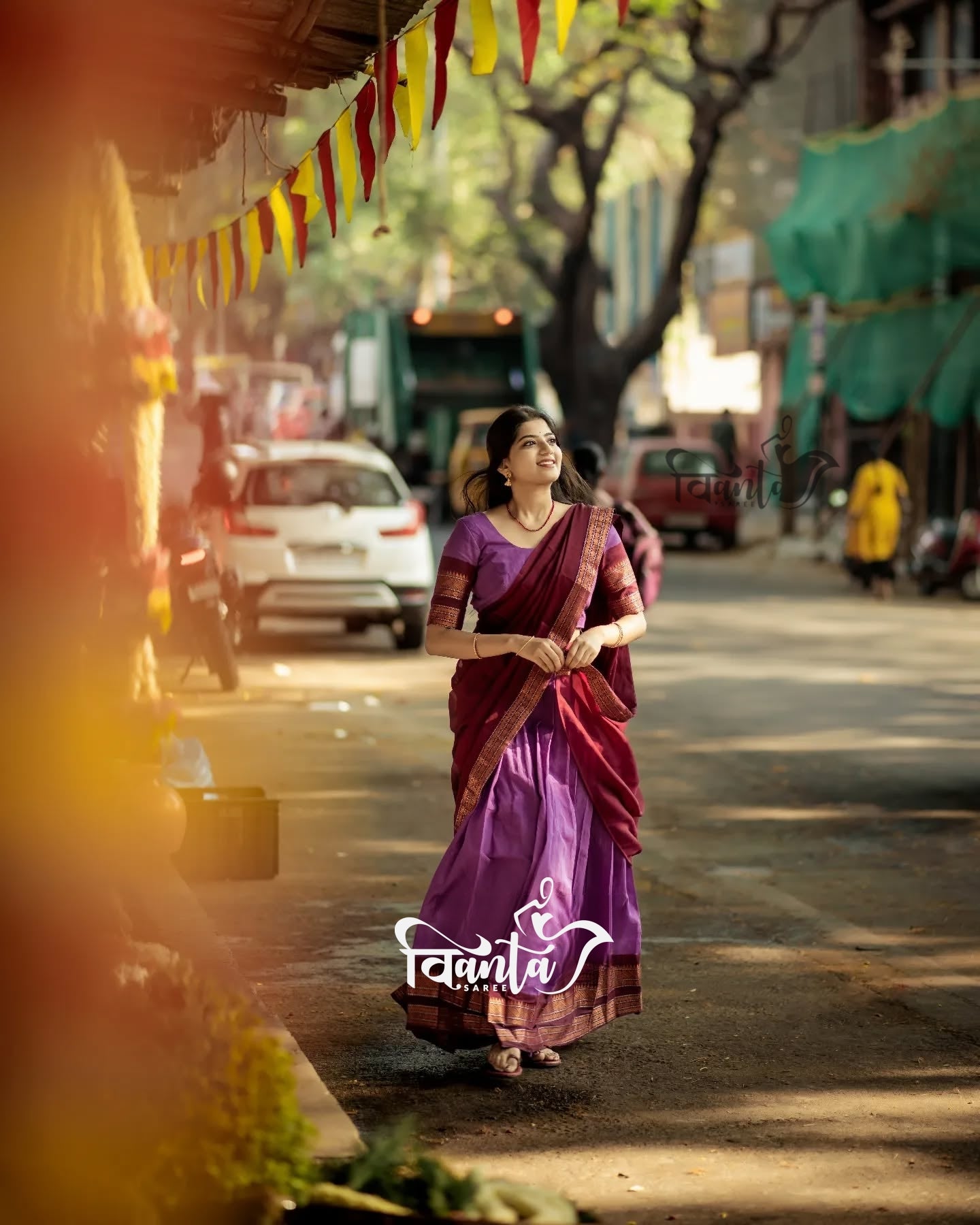 Padmaja Cotton Half Saree - WINE