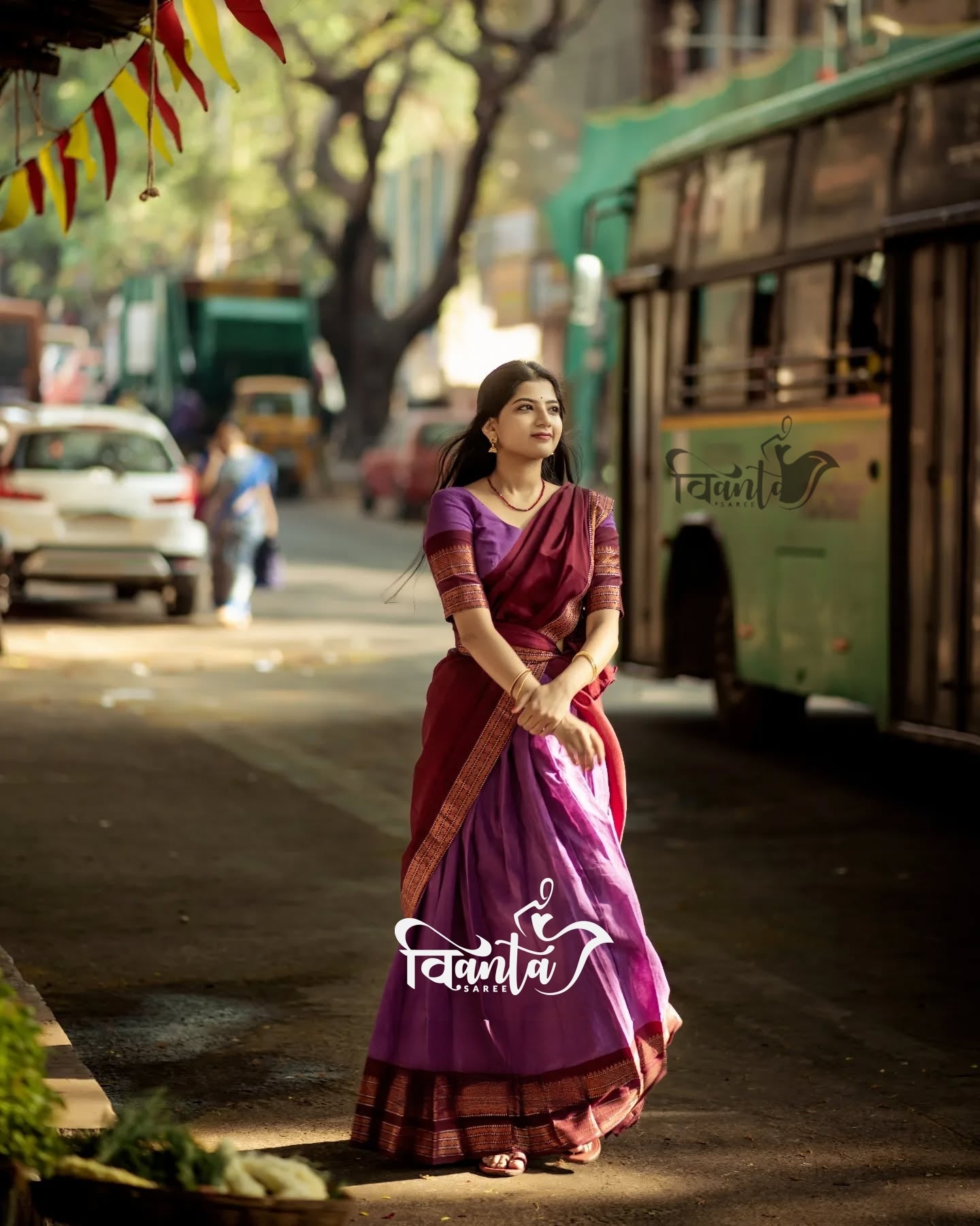 Padmaja Cotton Half Saree - WINE