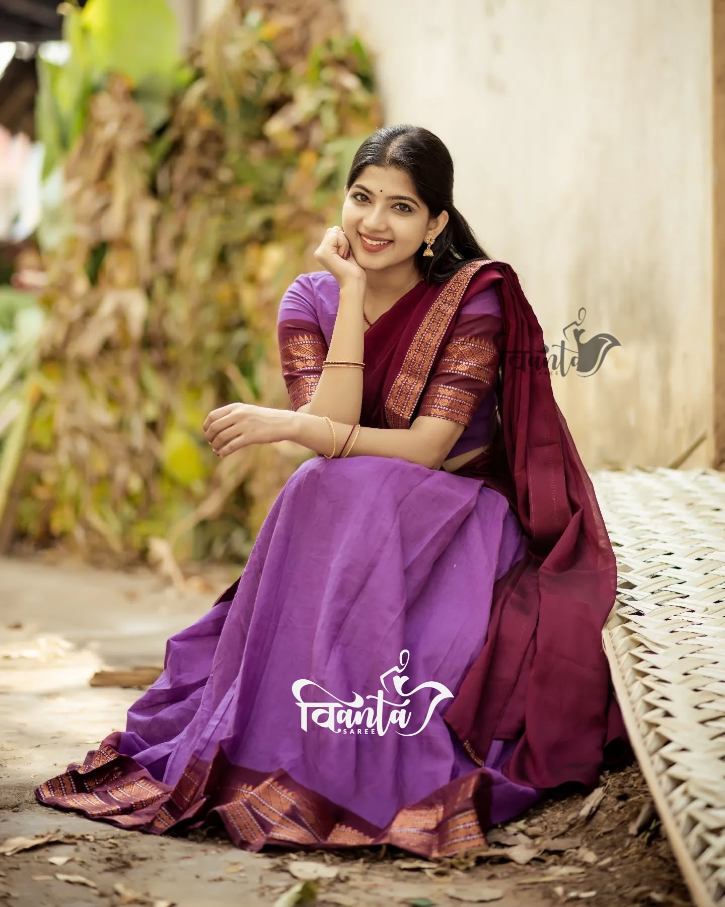 Padmaja Cotton Half Saree - WINE