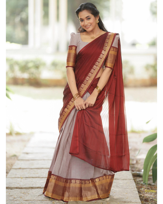 Kanjiveram Cotton Silk Half Saree