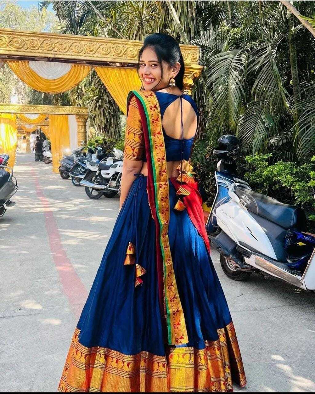 Kanjivaram Silk Zari Half Saree Lehenga With Blouse Along With Banarsi Silk Dupatta
