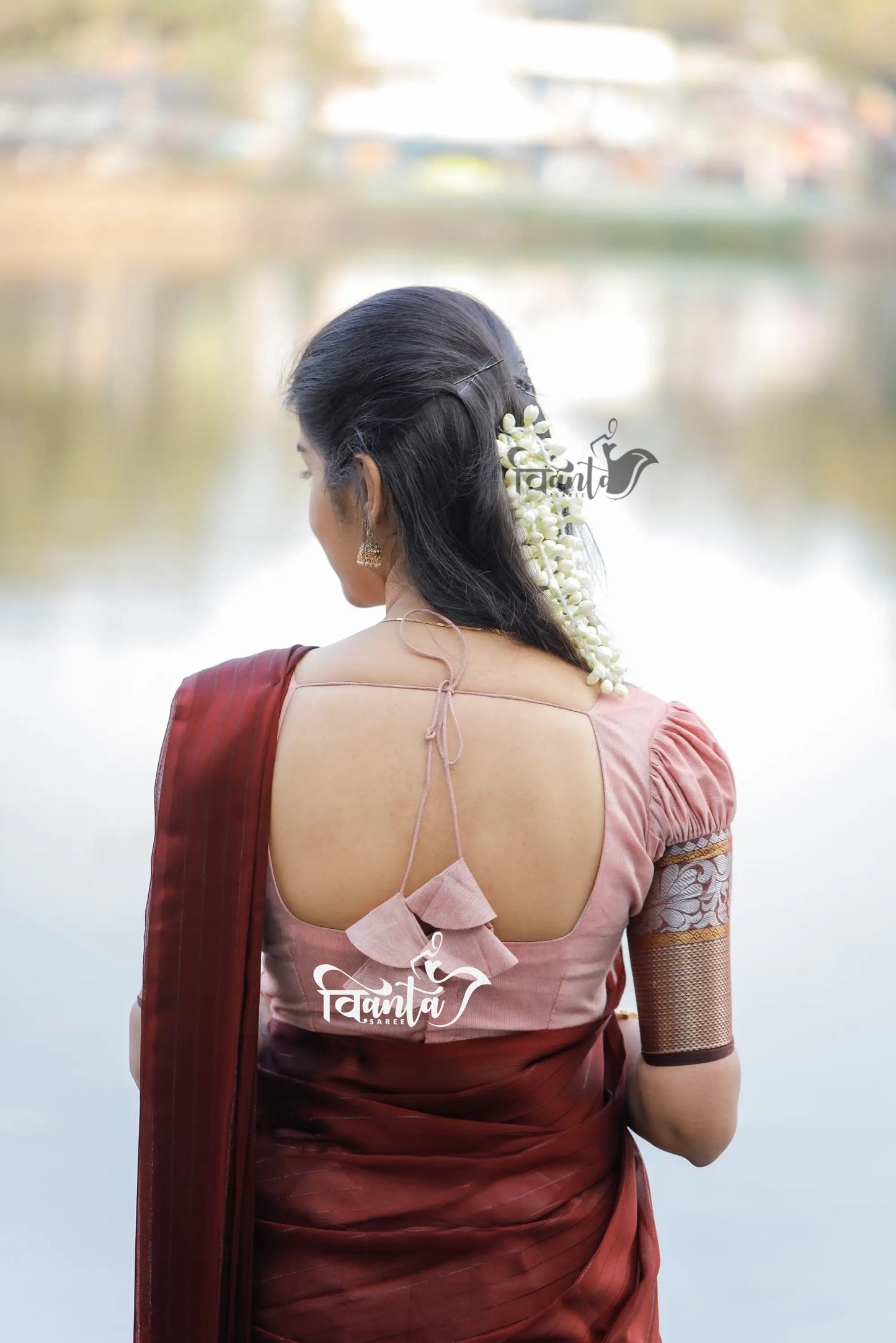 Padmaja - Pastel Pink and Maroon Cotton Half Saree