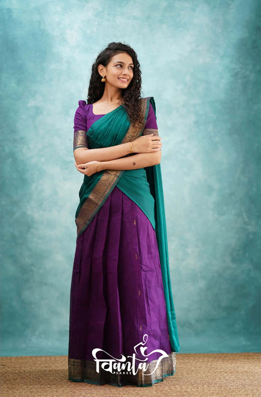 Kanjivaram Silk Zari Half Saree Lehenga With Blouse Along With Banarsi Silk Dupatta