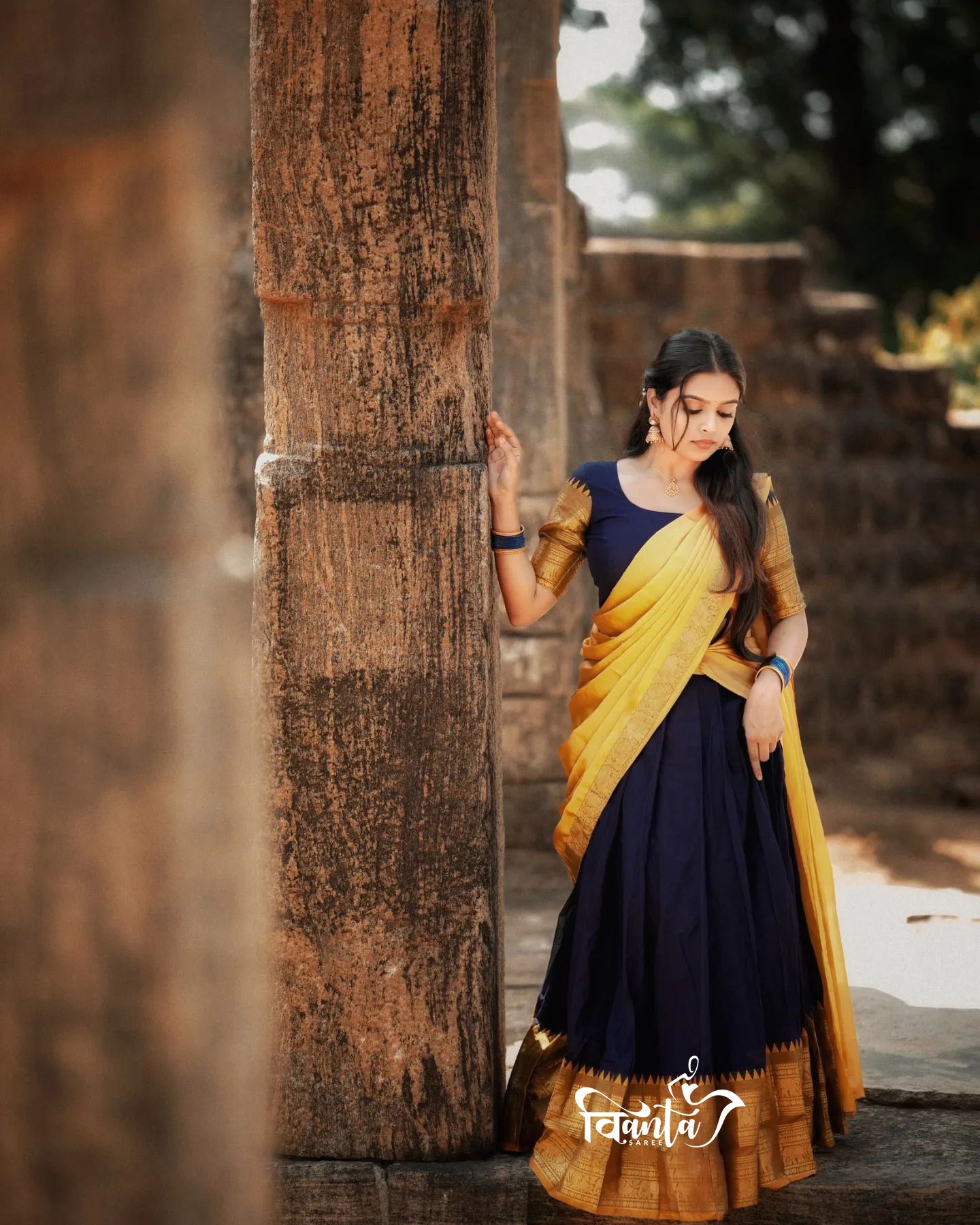 Kanjivaram Silk Zari Half Saree Lehenga With Blouse Along With Banarsi Silk Dupatta