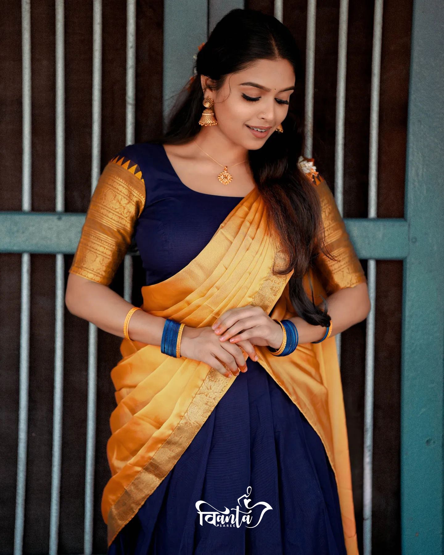 Kanjivaram Silk Zari Half Saree Lehenga With Blouse Along With Banarsi Silk Dupatta