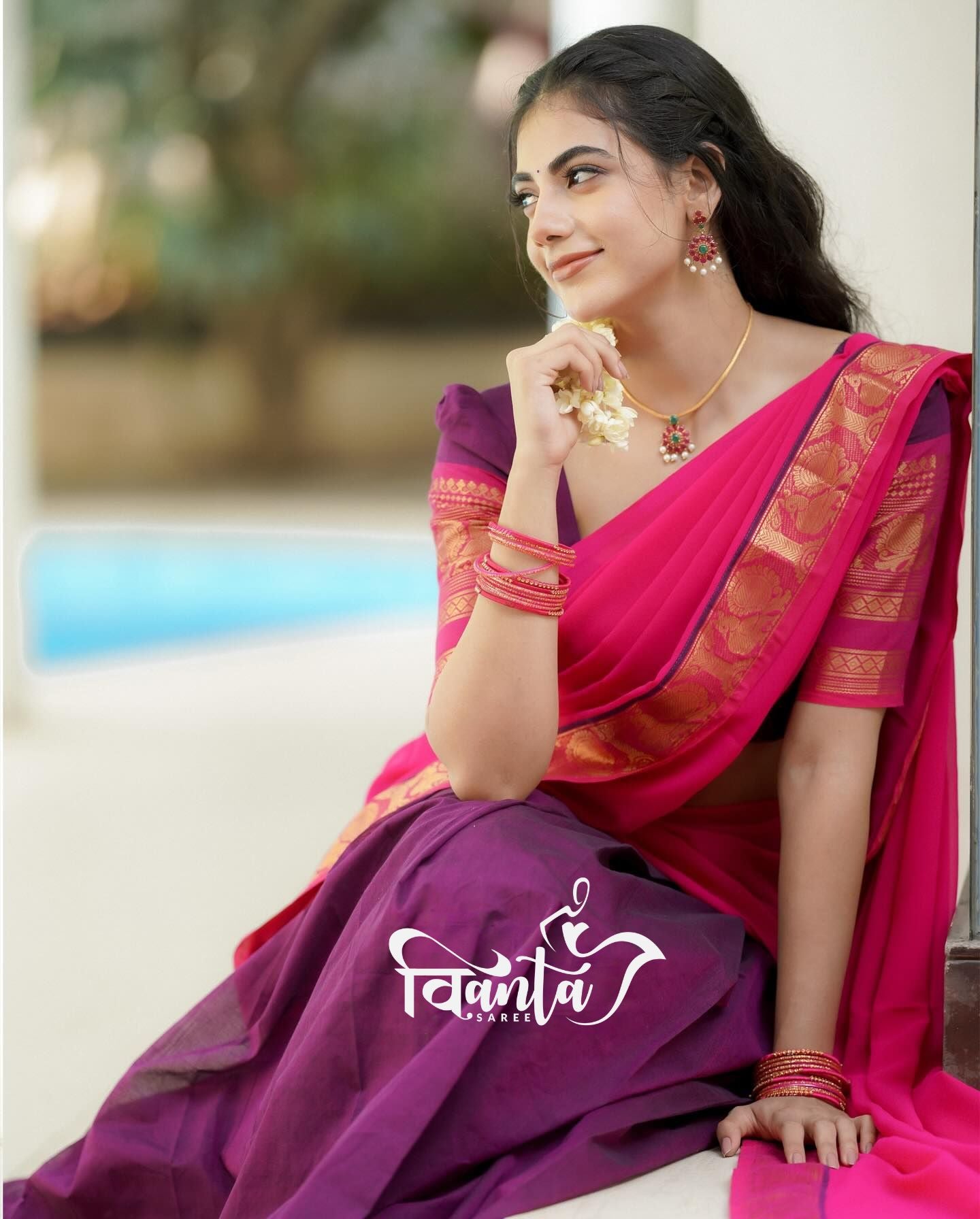 Kanjiveram Cotton Silk Half Saree