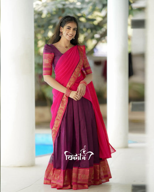 Kanjiveram Cotton Silk Half Saree