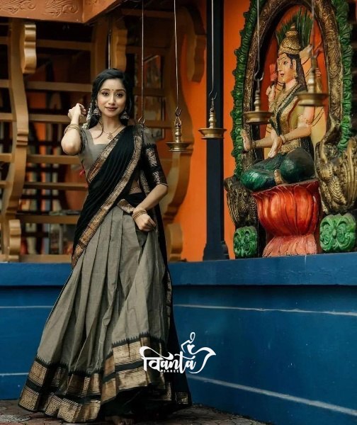 Kanjivaram Silk Zari Half Saree Lehenga With Blouse Along With Banarsi Silk Dupatta
