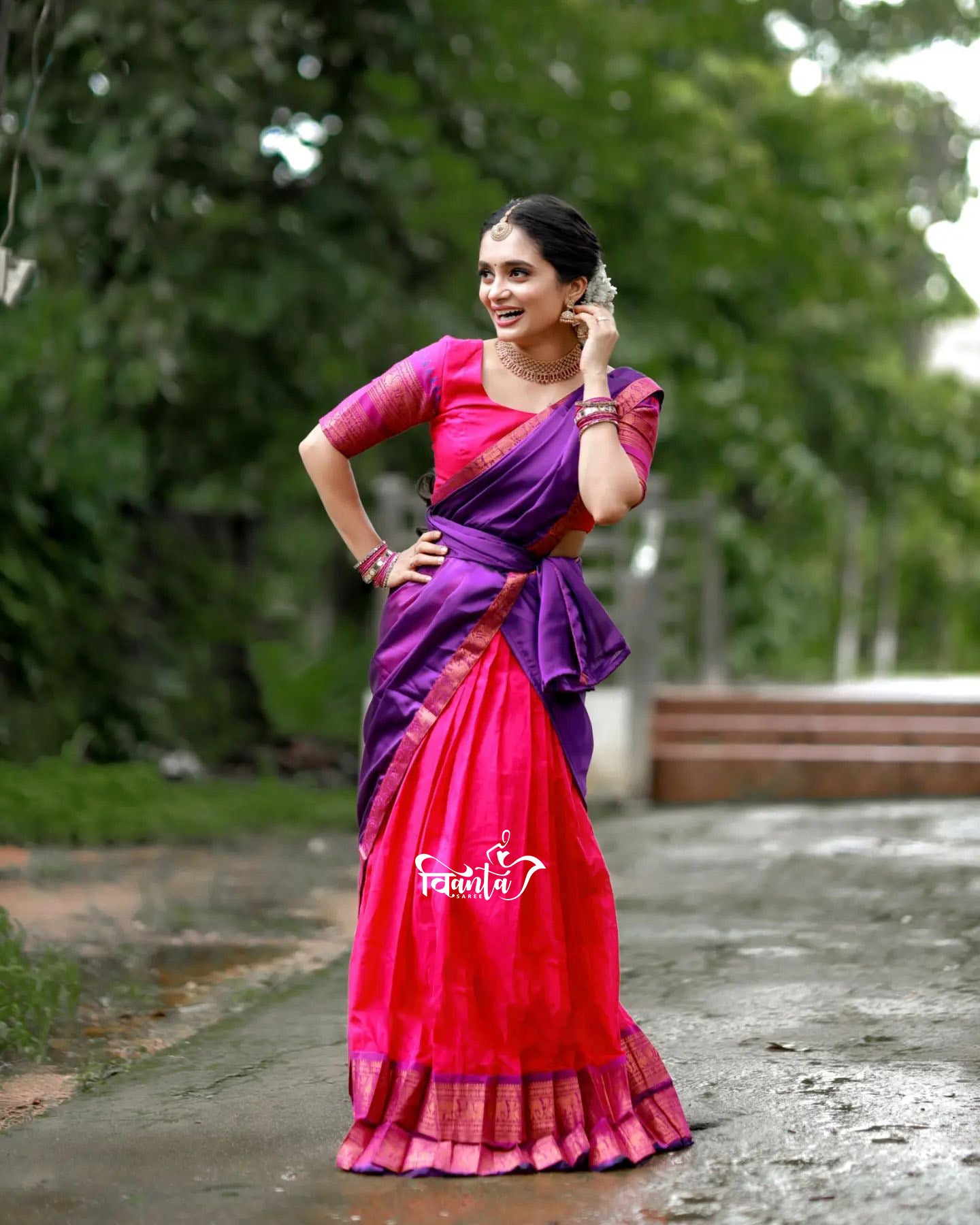Kanjivaram Silk Zari Half Saree Lehenga With Blouse Along With Banarsi Silk Dupatta
