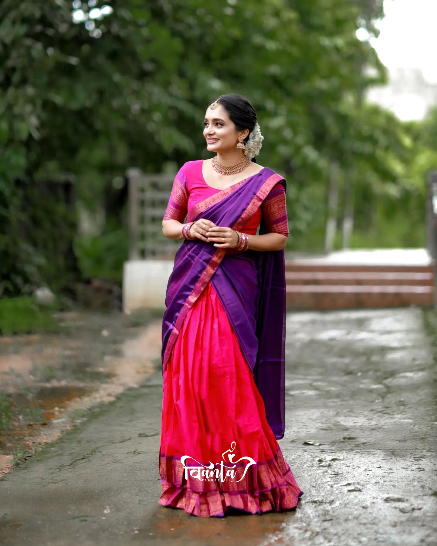 Kanjivaram Silk Zari Half Saree Lehenga With Blouse Along With Banarsi Silk Dupatta