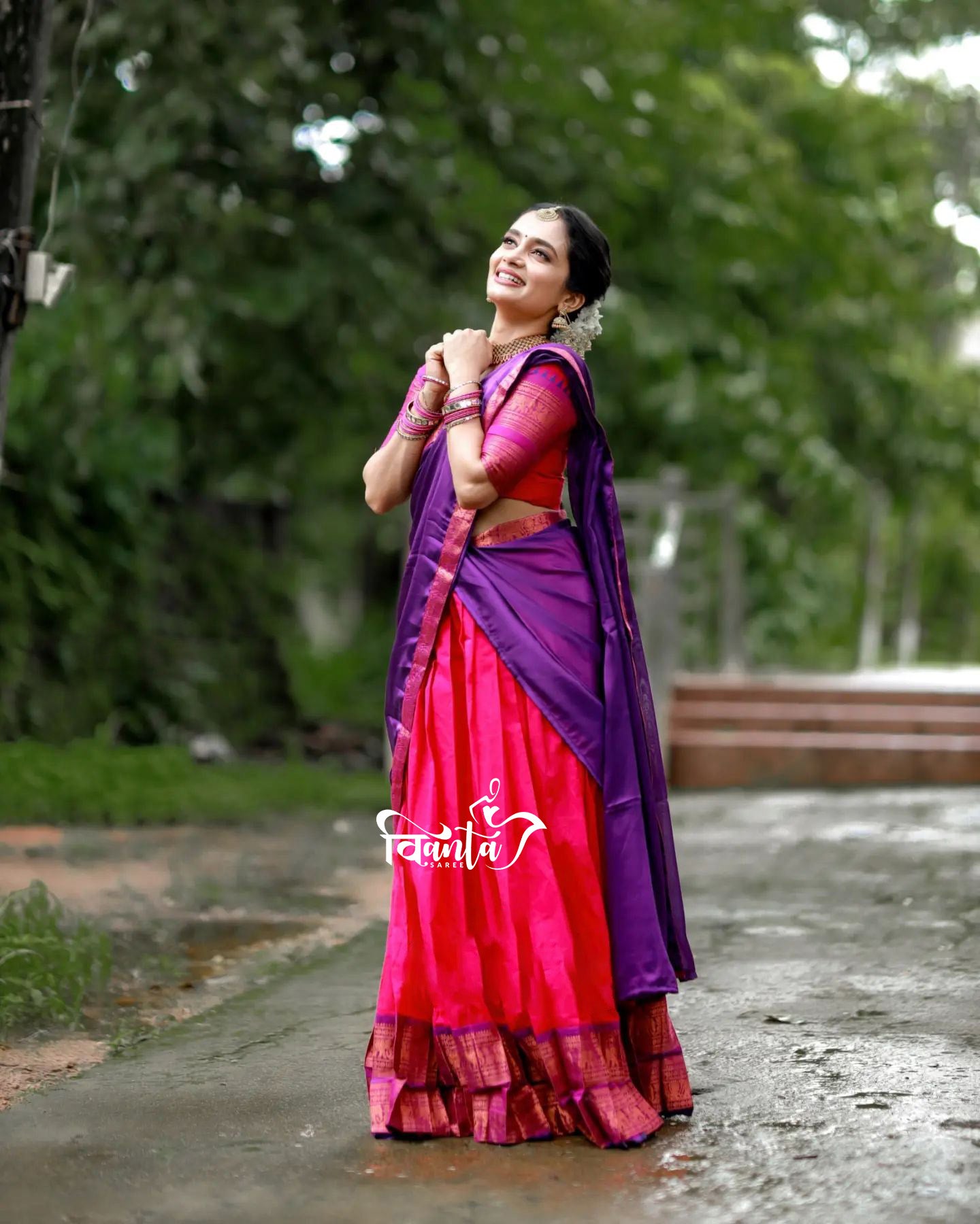 Kanjivaram Silk Zari Half Saree Lehenga With Blouse Along With Banarsi Silk Dupatta