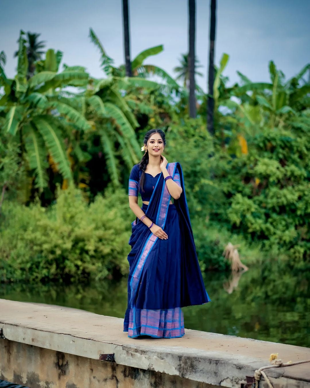 Kanjivaram Silk Zari Half Saree Lehenga With Blouse Along With Banarsi Silk Dupatta