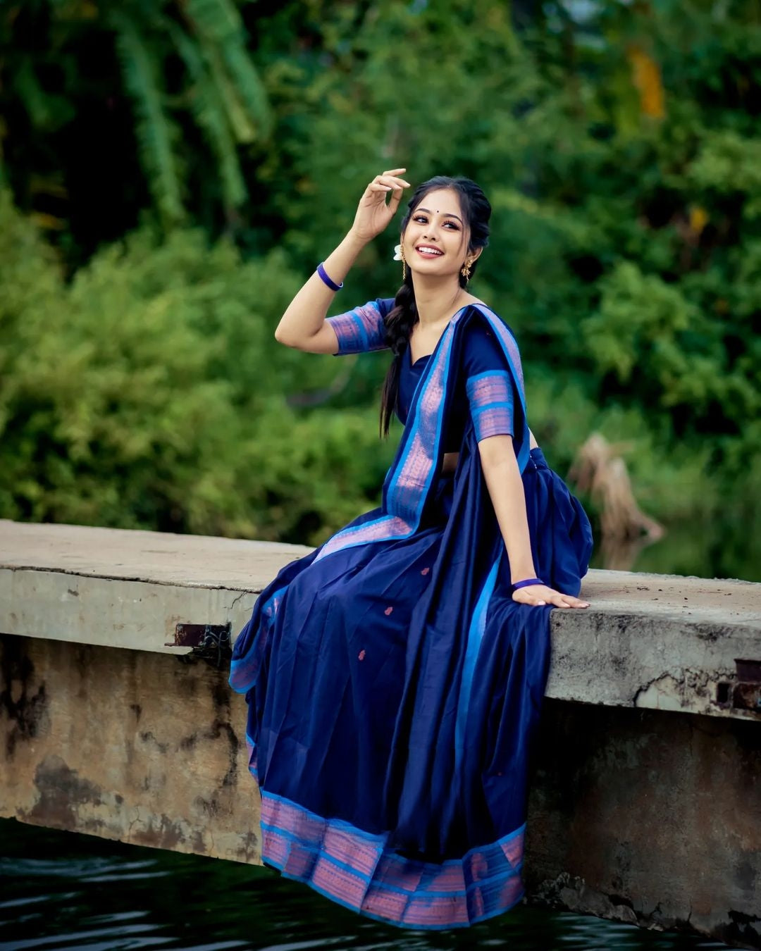 Kanjivaram Silk Zari Half Saree Lehenga With Blouse Along With Banarsi Silk Dupatta