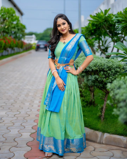 Kanjiveram Cotton Silk Half Saree