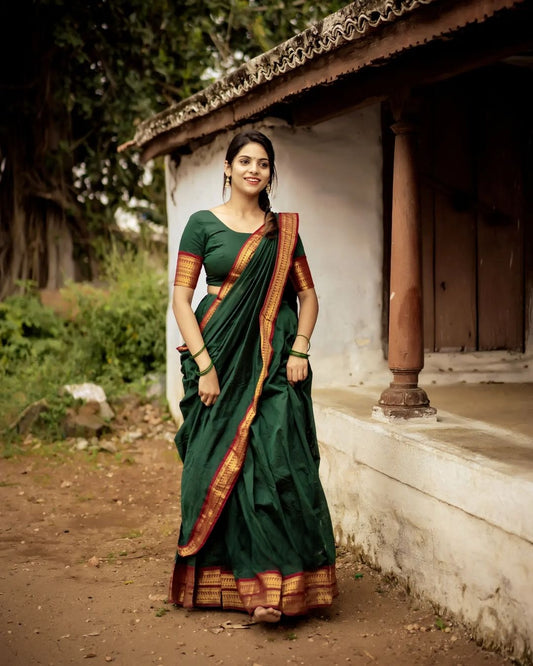 Kanjivaram Silk Zari Half Saree Lehenga With Blouse Along With Banarsi Silk Dupatta