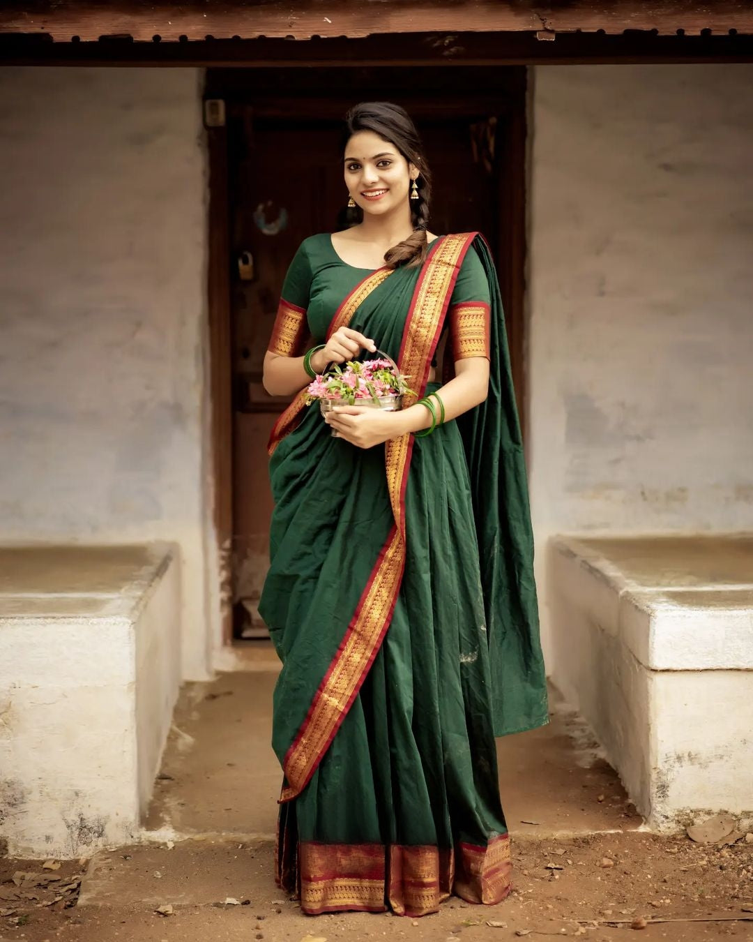 Kanjivaram Silk Zari Half Saree Lehenga With Blouse Along With Banarsi Silk Dupatta