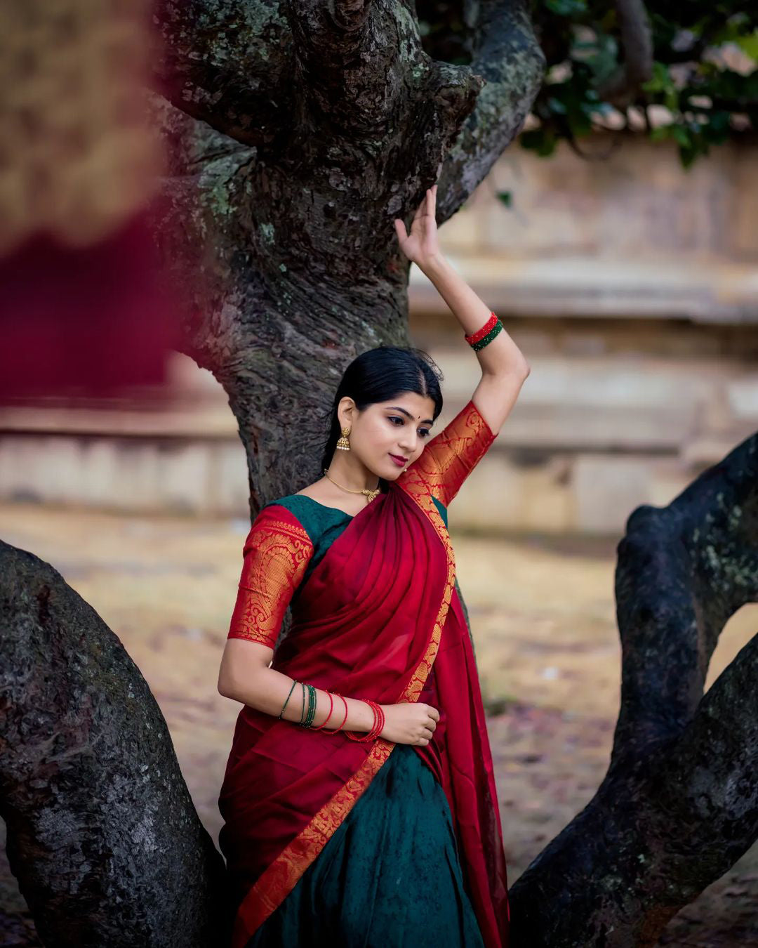 Kanjivaram Silk Zari Half Saree Lehenga With Blouse Along With Banarsi Silk Dupatta