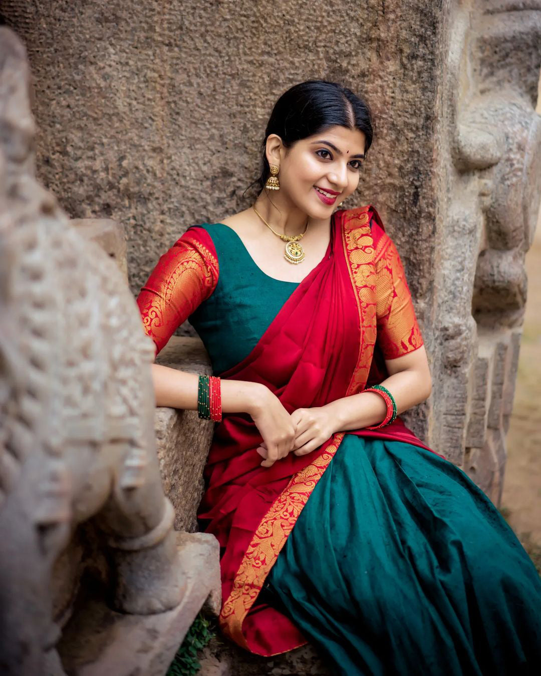 Kanjivaram Silk Zari Half Saree Lehenga With Blouse Along With Banarsi Silk Dupatta