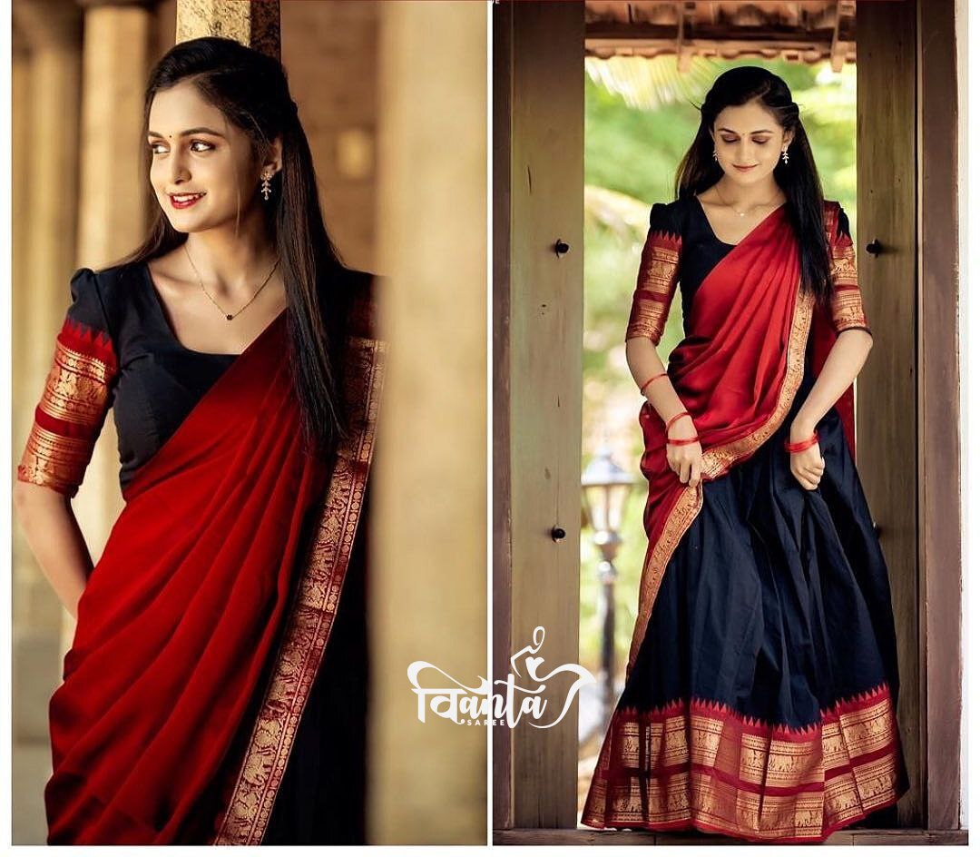 Kanjivaram Silk Zari Half Saree Lehenga With Blouse Along With Banarsi Silk Dupatta