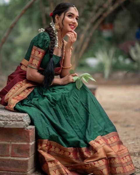Kanjivaram Silk Zari Half Saree Lehenga With Blouse Along With Banarsi Silk Dupatta