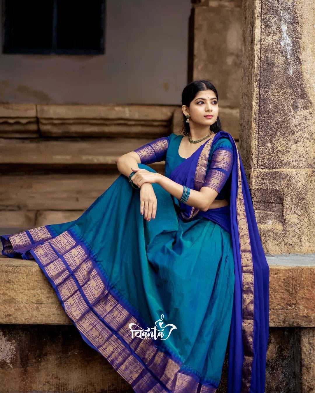Kanjivaram Silk Zari Half Saree Lehenga With Blouse Along With Banarsi Silk Dupatta