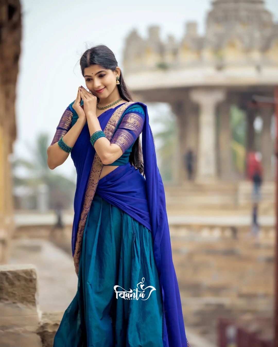 Kanjivaram Silk Zari Half Saree Lehenga With Blouse Along With Banarsi Silk Dupatta