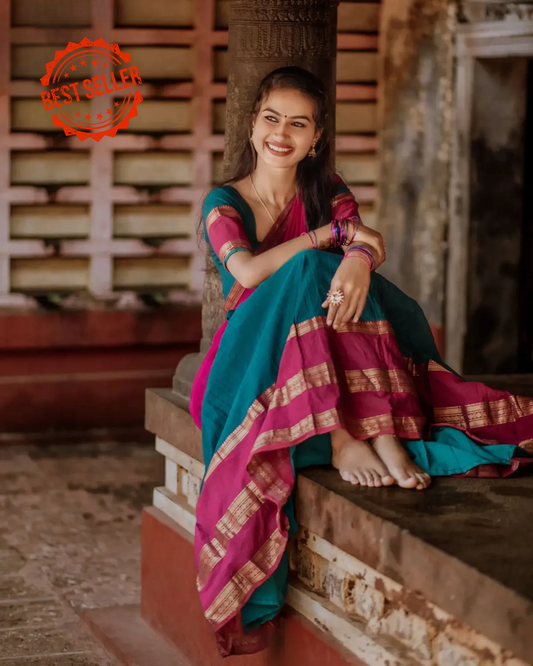 Kanjivaram Silk Zari Half Saree Lehenga With Blouse Along With Banarsi Silk Dupatta