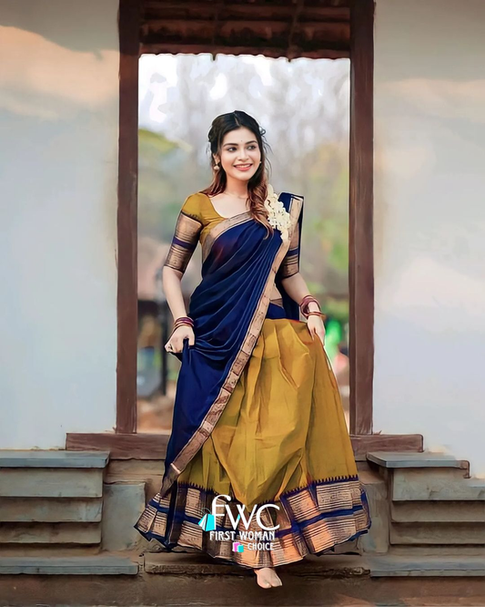 Kanjivaram Silk Zari Half Saree Lehenga With Blouse Along With Banarsi Silk Dupatta