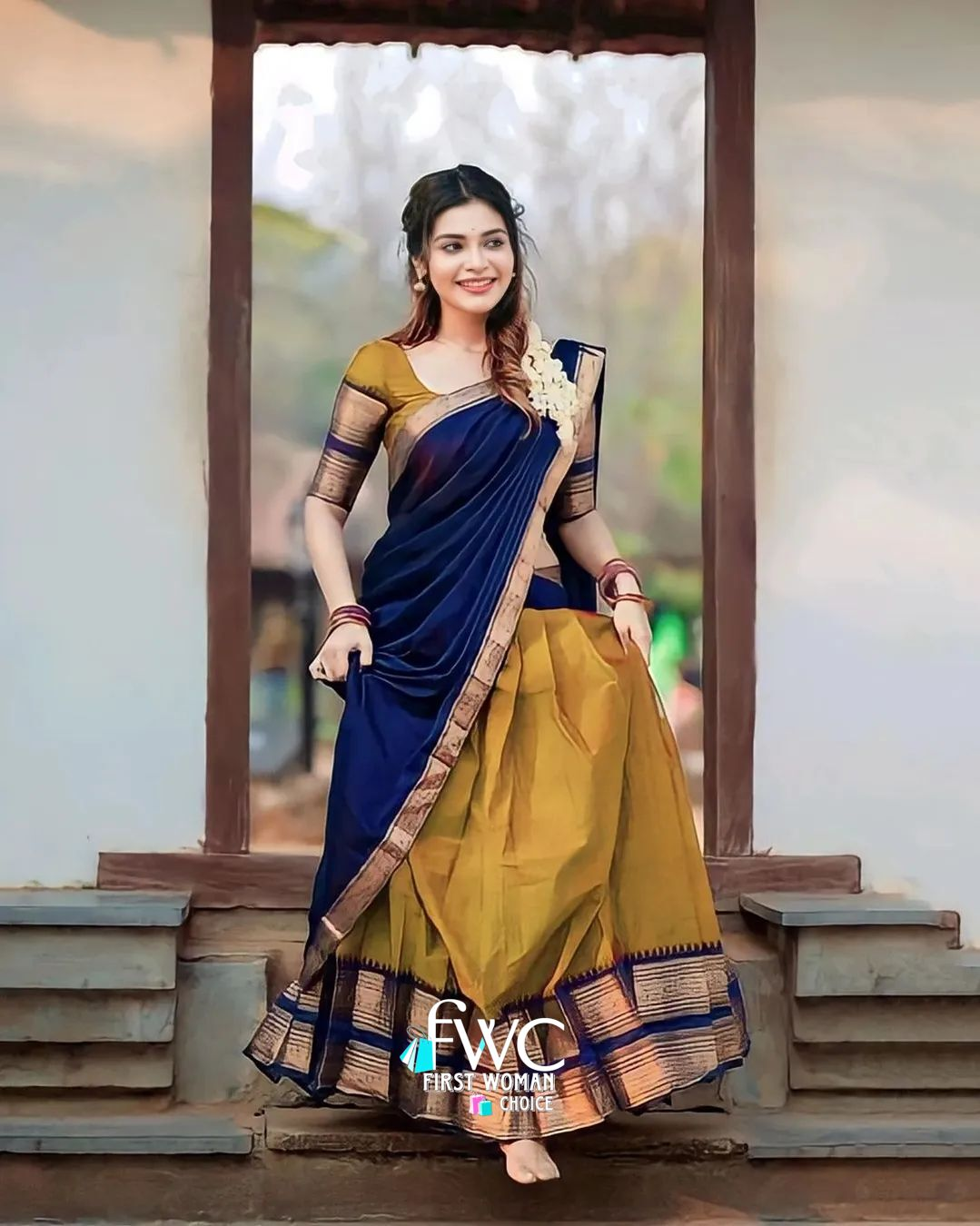 Kanjivaram Silk Zari Half Saree Lehenga With Blouse Along With Banarsi Silk Dupatta