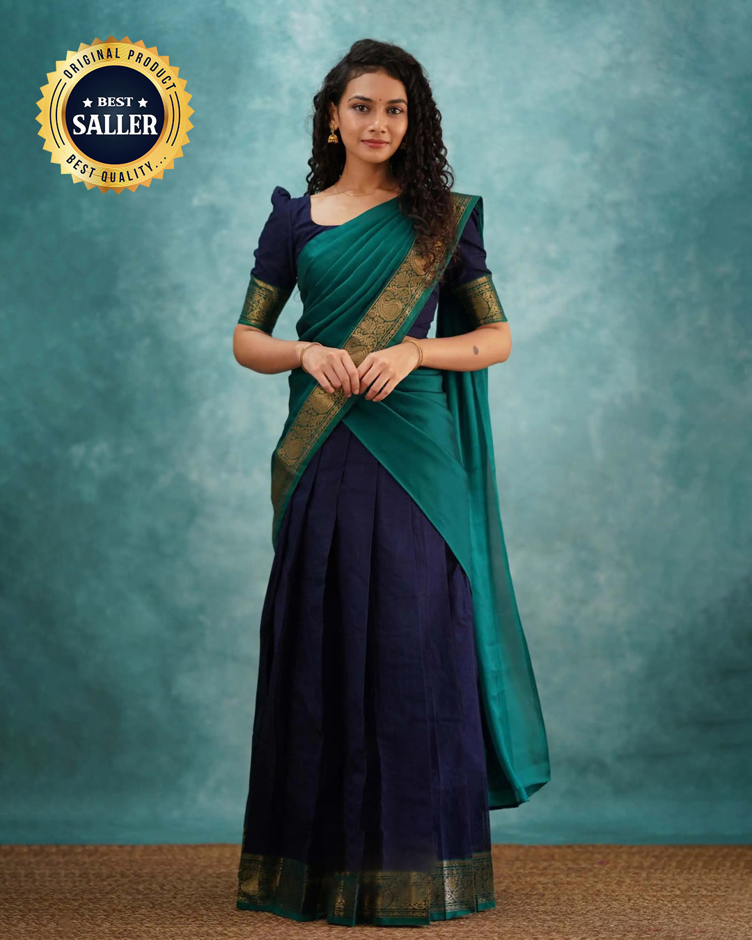 Kanjivaram Silk Zari Half Saree Lehenga With Blouse Along With Banarsi Silk Dupatta